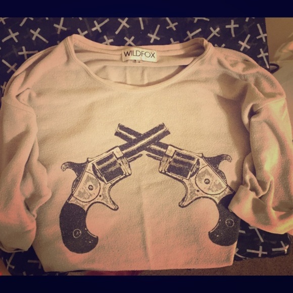 Wildfox Double Guns Sweater, Ghost Nude, S - Picture 1 of 2